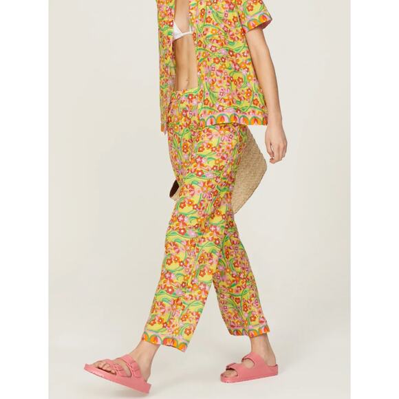 Solid & Striped Pants Womens X Small Yellow Floral Avril Ankle Cotton - Picture 3 of 10